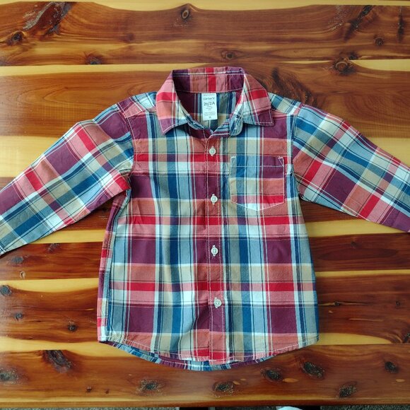 Carter's Plaid long Sleeve Button Down Shirt 2T - Picture 1 of 6